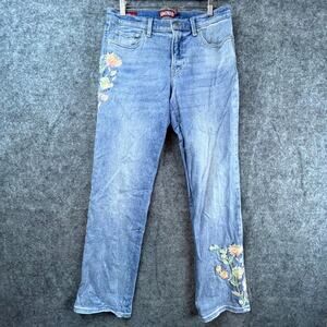 Lucky Brand Legend Sweet Straight Jeans Women 10/30 Floral Embroidery Y2K